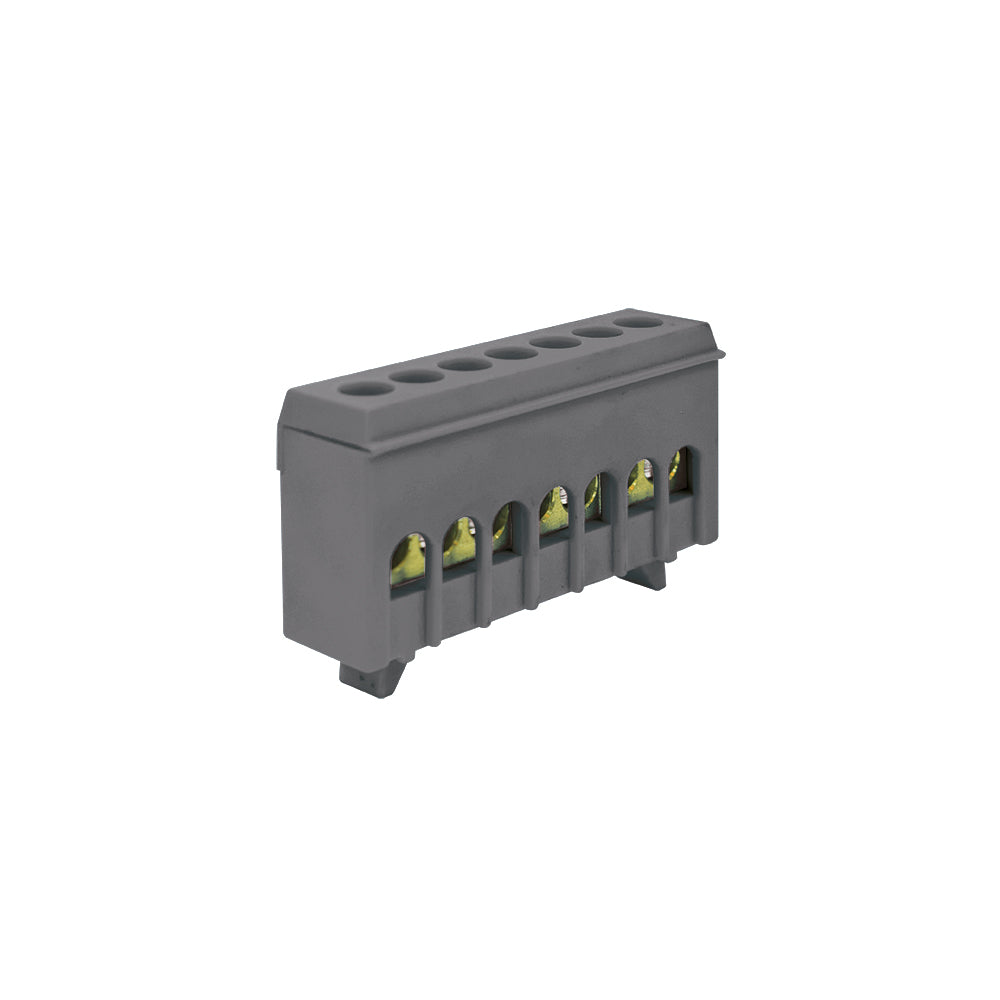 Barra asialda 70A riel DIN gris 7 polos, para riel DIN 35mm.