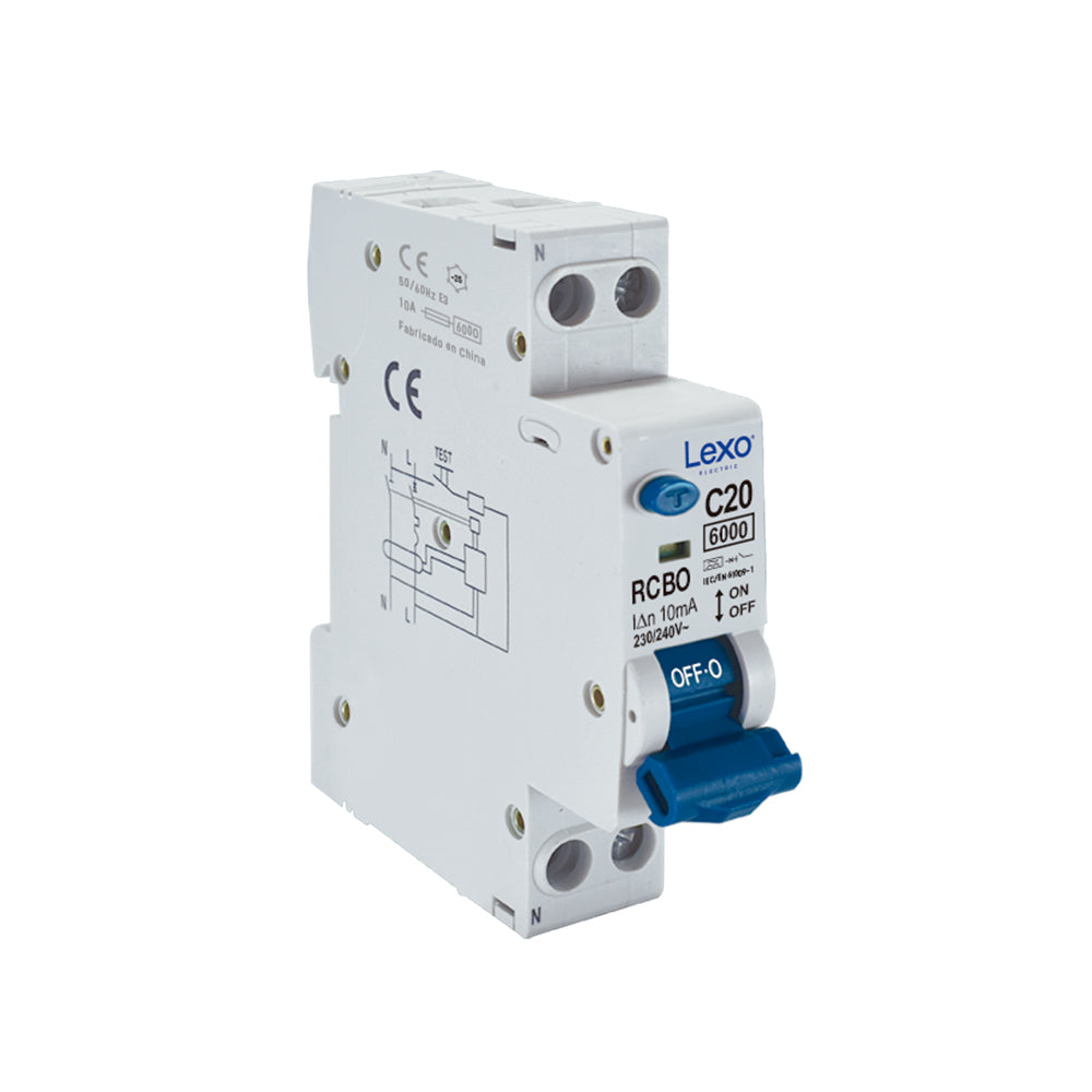 INTERRUPTOR RCBO 1X20A CURVA C 6KA 10MA TIPO A