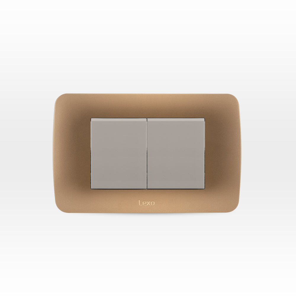 INTERRUPTOR DOBLE 9/15 TECLON 35,6 MM 10A 250V BEIGE ARMADO TITANIO