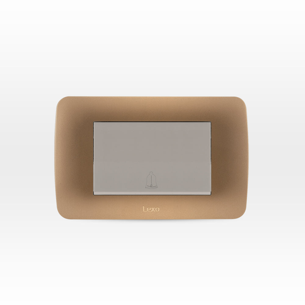 INTERRUPTOR PULSADOR TIMBRE TECLON 73 MM 10A 250V BEIGE ARMADO TITANIO