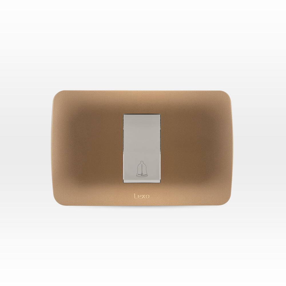 INTERRUPTOR PULSADOR TIMBRE 10A 250V BEIGE ARMADO TITANIO