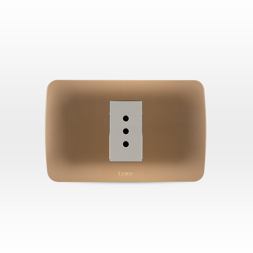 TOMA CORRIENTE SIMPLE 10A 250V BEIGE ARMADO TITANIO