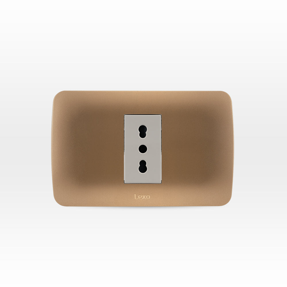 TOMA CORRIENTE SIMPLE 10/16A 250V BEIGE ARMADO TITANIO