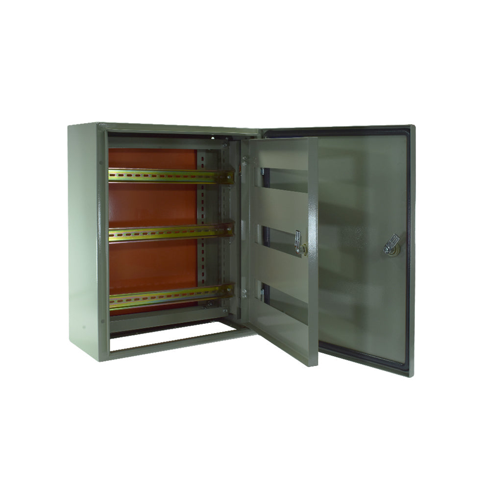 Gabinete metálico IP65, 1 puerta, 500x400x200mm., con chasis RAL 7035 NUEVO