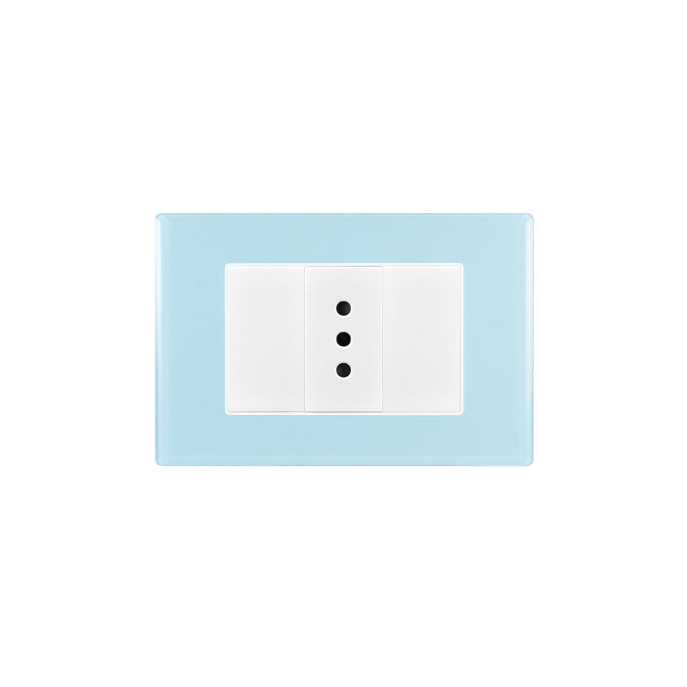 TOMA CORRIENTE SIMPLE CRYSTAL 10A 250V SKY ARMADO