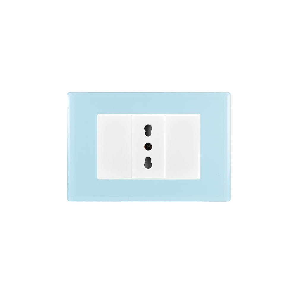 TOMA CORRIENTE SIMPLE CRYSTAL 10/16A 250V SKY ARMADO