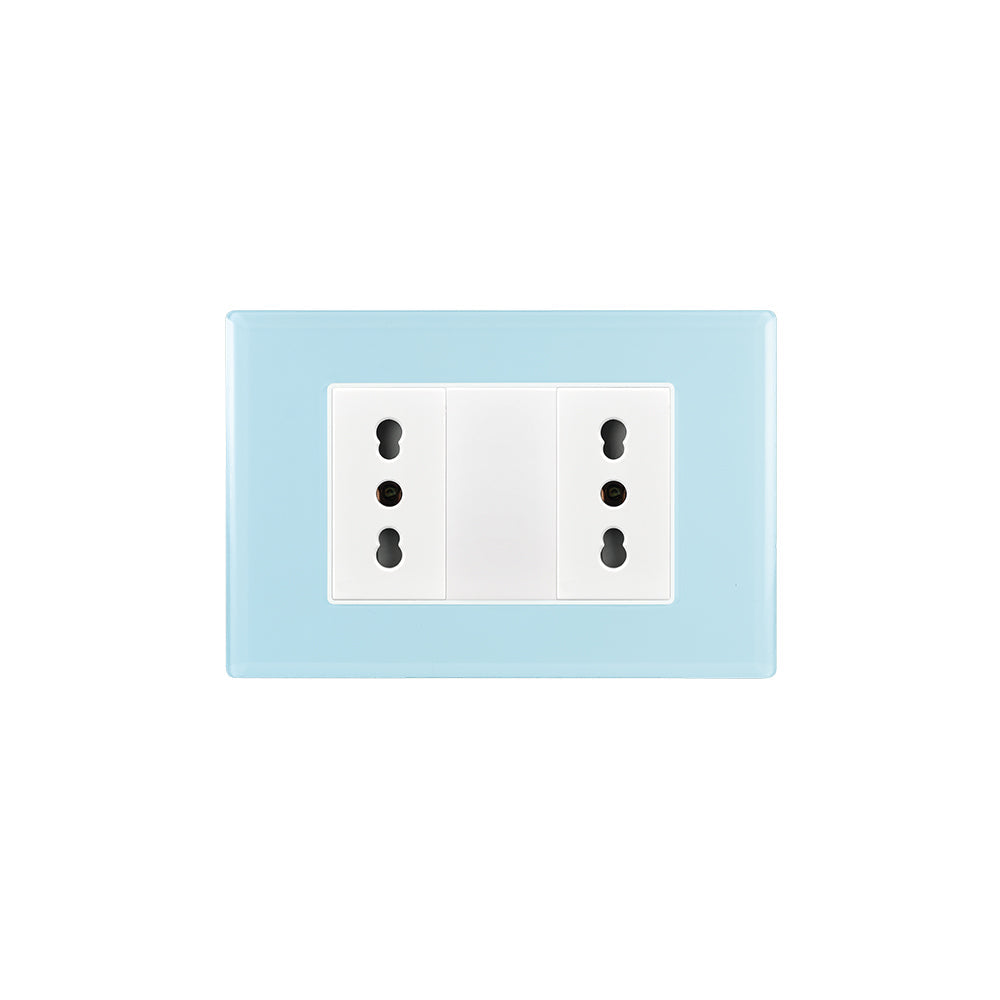 TOMA CORRIENTE DOBLE CRYSTAL 10/16A 250V SKY ARMADO