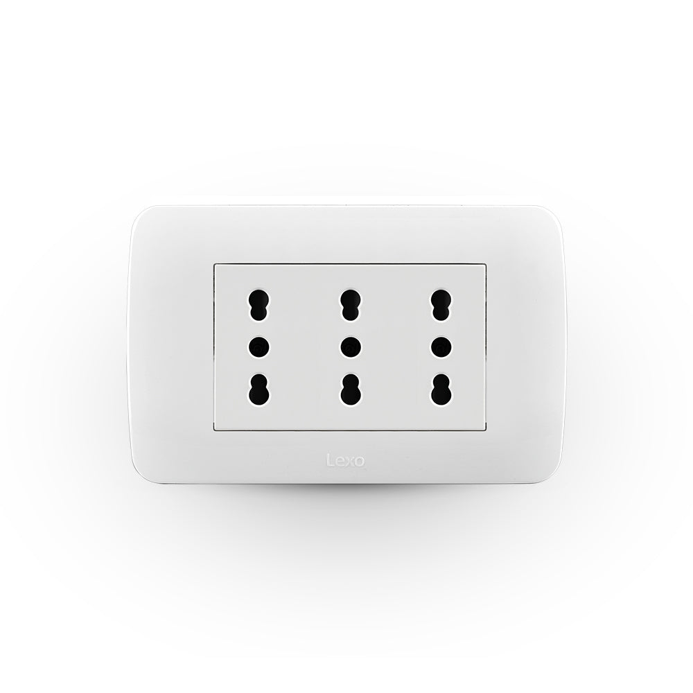 TOMA CORRIENTE TRIPLEX 10/16A 250V BLANCO ARMADO