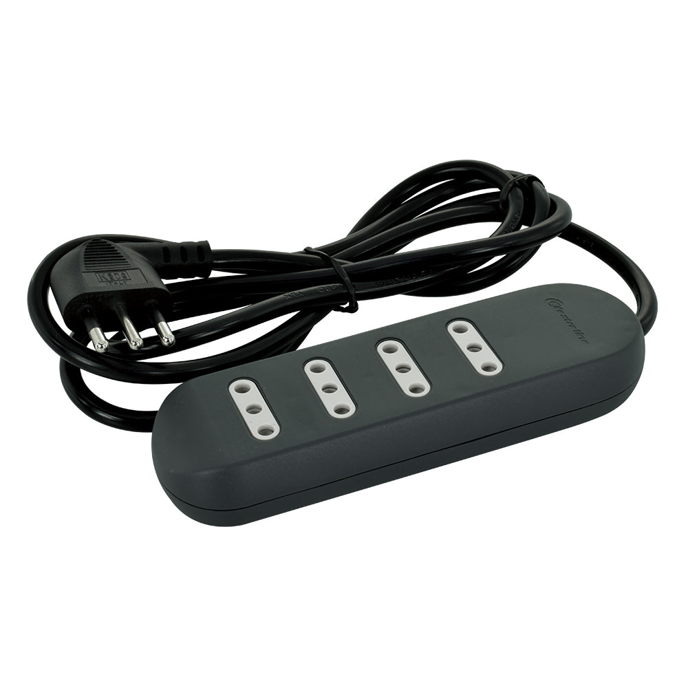 Enrollador Eléctrico Zenitech 4 Tomas - 7 Metros Cable, 16A, Con Disyuntor Térmico, Color Gris/verde