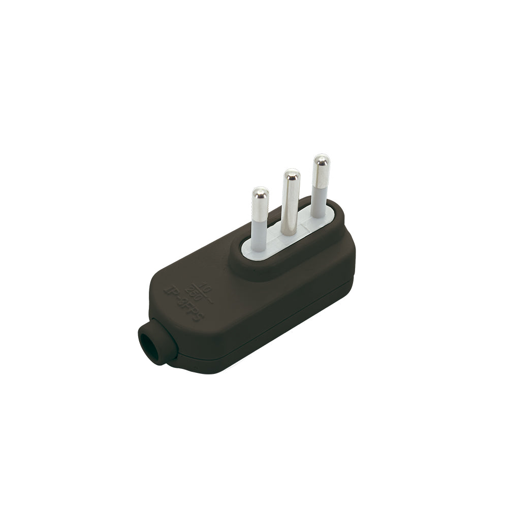 ENCHUFE MACHO HORIZONTAL 2P + T NEGRO