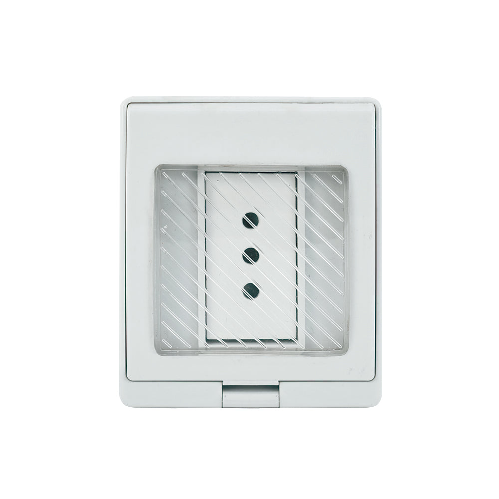 CONTENEDOR IP55 CON TOMACORRIENTE SIMPLE 10A 250V BLANCO