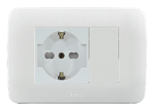 Toma corriente SCHUKO 10/16A 250V blanco armado