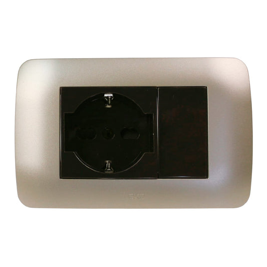 Toma corriente SCHUKO 10/16A 250V café/titanio armado