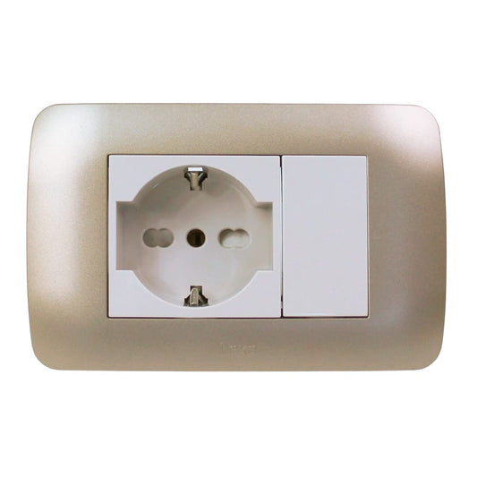 Toma corriente SCHUKO 10/16A 250V beige/titanio armado