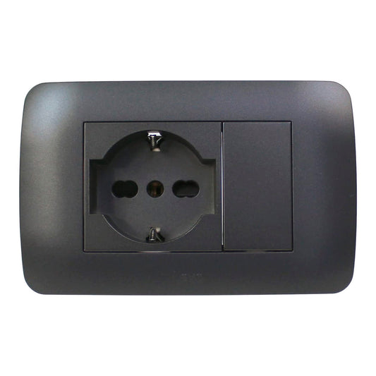 Toma corriente SCHUKO 10/16A 250V grafito armado