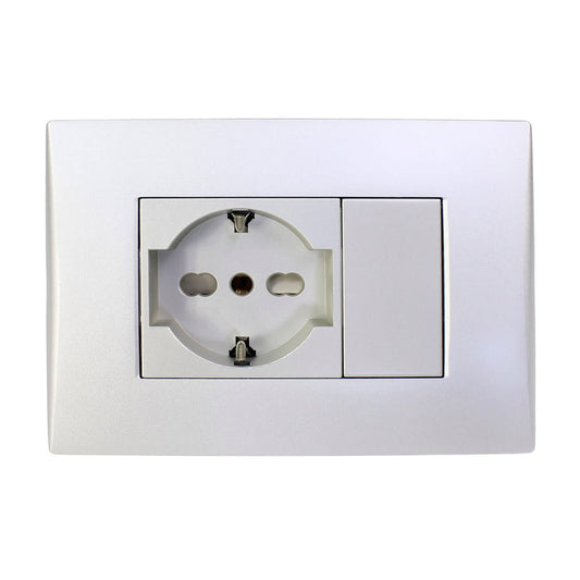 Toma corriente andes SCHUKO 10/16A 250V SILVER armado