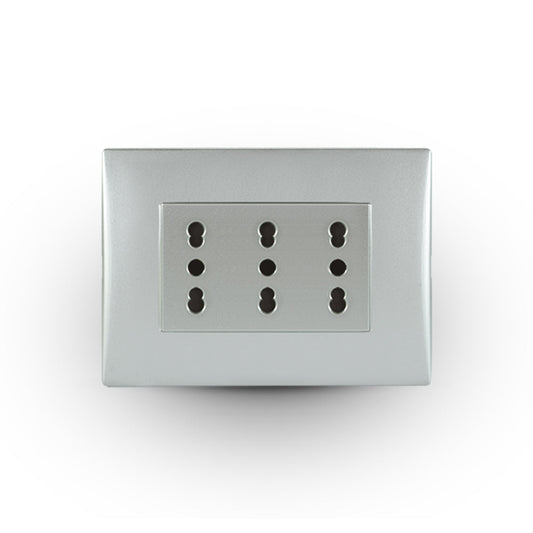 Toma corriente andes TRIPLEX 10/16A 250V SILVER armado