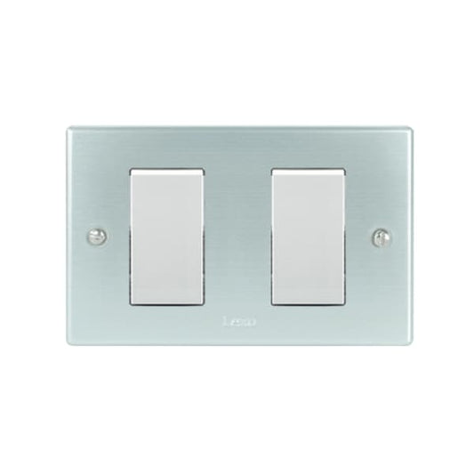 Interruptor austral doble 9/15 10A 250V PLATA blanco armado