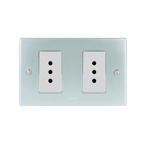 Toma corriente austral doble 10A 250V PLATA blanco armado