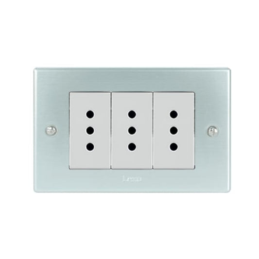 Toma corriente austral triple 10A 250V PLATA blanco armado