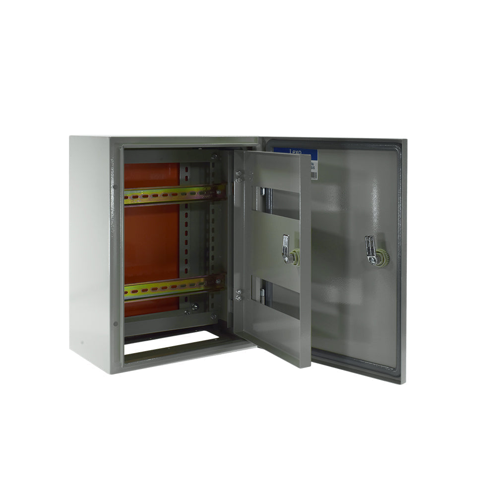 Gabinete metálico IP65, 1 puerta, 400x300x200mm., con chasis RAL 7035 NUEVO