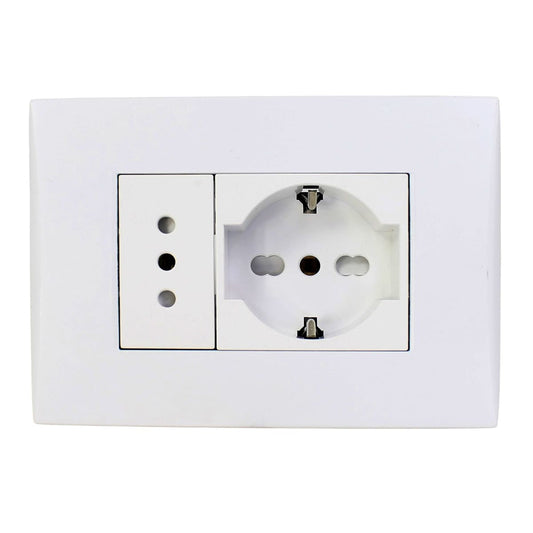 Toma corriente andes SCHUKO 10/16 más toma corriente 10A 250V WHITE armado