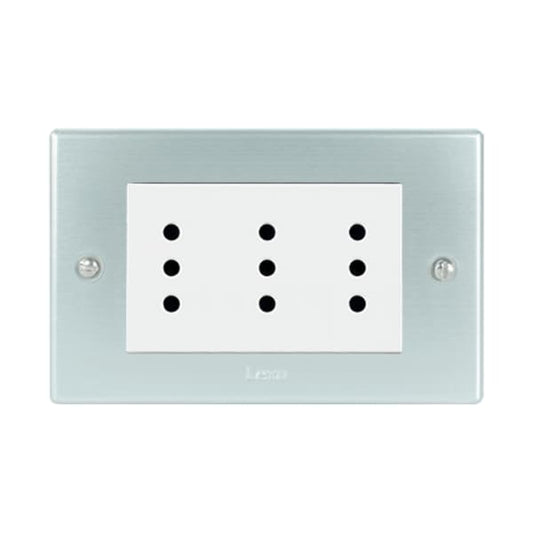 Toma corriente austral TRIPLEX 10A 250V PLATA blanco armado