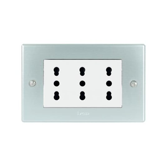 Toma corriente austral TRIPLEX 10/16A 250V PLATA blanco armado