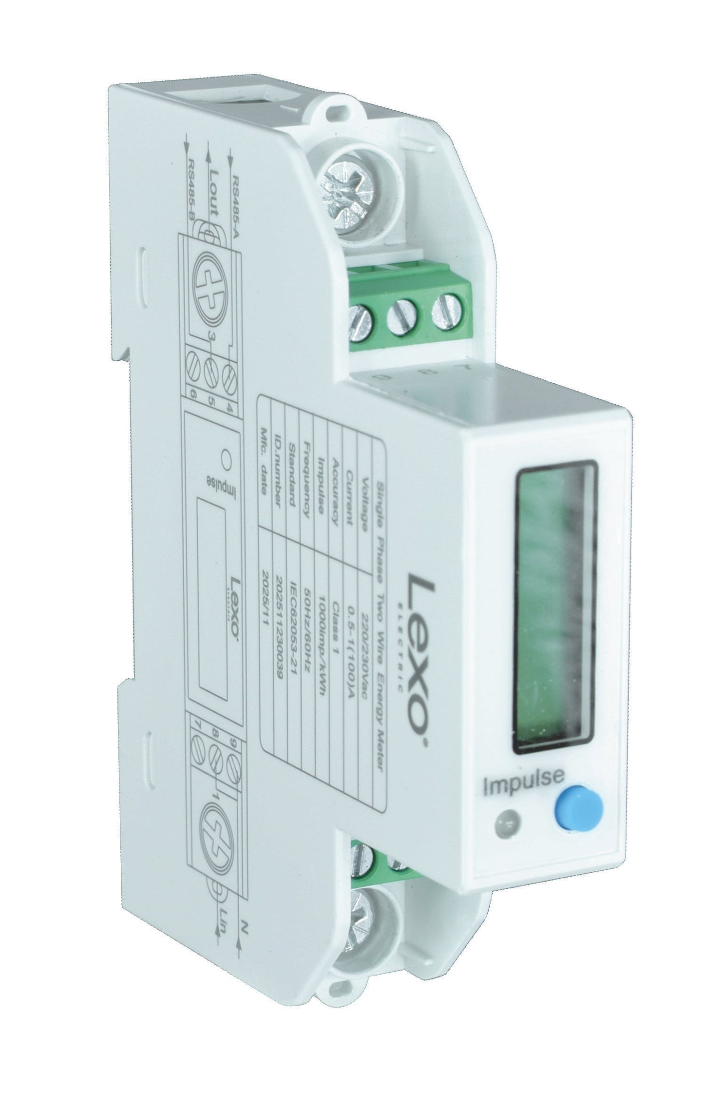 Contador de energía monofásico directo 100A RIEL DIN RS485