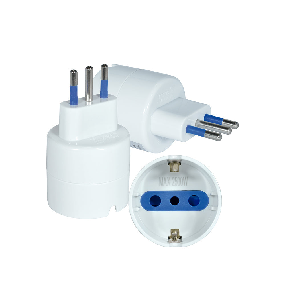 ADAPTADOR SCHUKO CON PROTECCIÓN 2P+T 10A 250V BLANCO