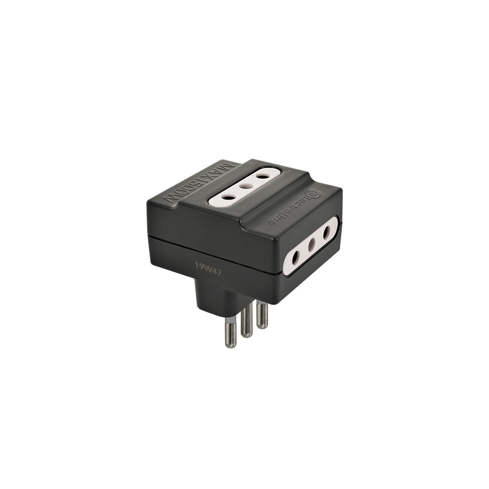 ADAPTADOR TRIPLE 2P+T 10A 250V NEGRO